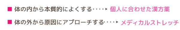 個人に合わせた漢方薬とメディカルストレッチ